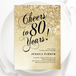 Elegant Goud 80e Verjaardag Kaart