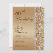 Elegant Goud 80e Verjaardag Kaart (Voorkant)