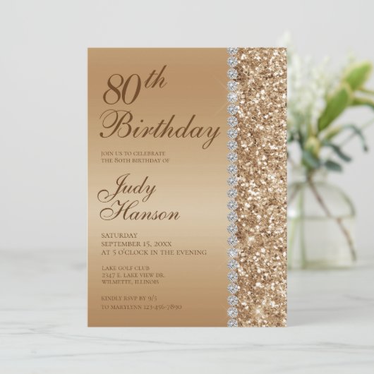 Elegant Goud 80e Verjaardag Kaart (Staand voorkant)