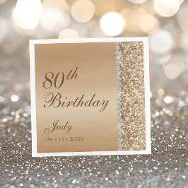 Elegant Goud 80e Verjaardag Servet