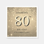 Elegant Goud 80e Verjaardag Servet (Voorkant)