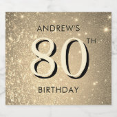 Elegant Goud 80e Verjaardag Sparkling Wijnetiket (Enkel label)