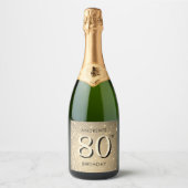Elegant Goud 80e Verjaardag Sparkling Wijnetiket (Voorkant)