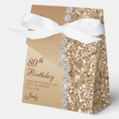 Elegant Goud 80ste Verjaardag Bedankdoosjes (Voorkant)