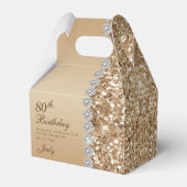 Elegant Goud 80ste Verjaardag Bedankdoosjes (Voorkant Zijde)