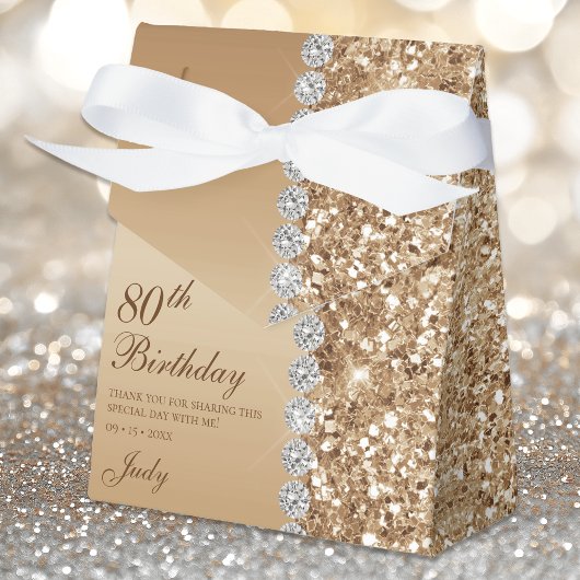 Elegant Goud 80ste Verjaardag Bedankdoosjes