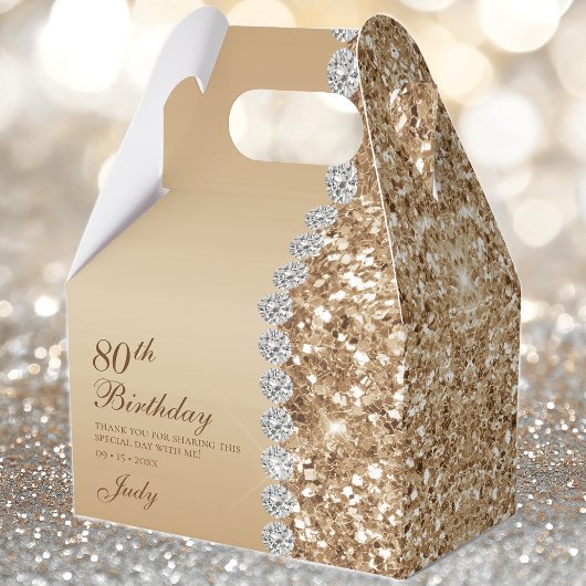 Elegant Goud 80ste Verjaardag Bedankdoosjes