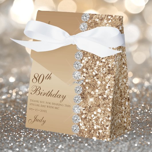 Elegant Goud 80ste Verjaardag Bedankdoosjes