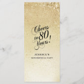 Elegant Goud 80ste Verjaardag Menu (Achterkant)