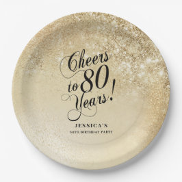 Elegant Goud 80ste Verjaardag Papieren Bordje