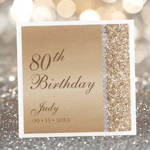 Elegant Goud 80ste Verjaardag Servet