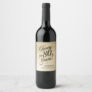 Elegant Goud 80ste Verjaardag Wijn Etiket