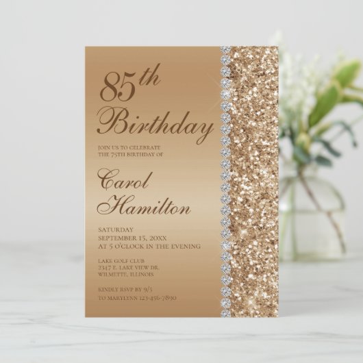 Elegant goud 85ste verjaardag kaart (Staand voorkant)