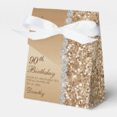 Elegant goud 90ste verjaardag bedankdoosjes (Voorkant Zijde)