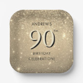 Elegant goud 90ste verjaardag papieren bordje (Voorkant)