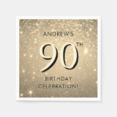 Elegant goud 90ste verjaardag servet (Voorkant)