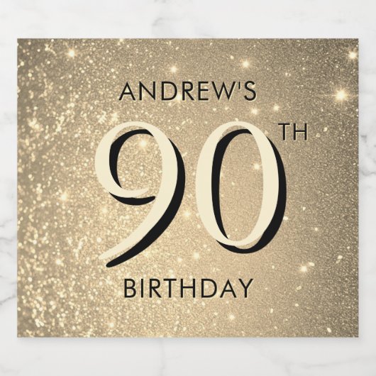 Elegant goud 90ste verjaardag sparkling wijnetiket (Enkel label)