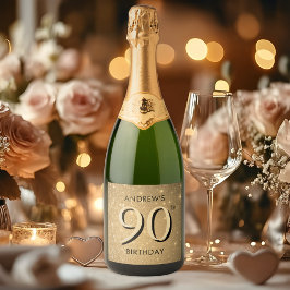 Elegant goud 90ste verjaardag sparkling wijnetiket