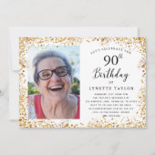 Elegant Goud 90ste Verjaardagsfeest Kaart (Voorkant)