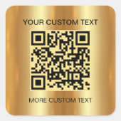 Elegant Goud Aangepaste Sjabloon Scannable QR Code Vierkante Sticker (Voorkant)