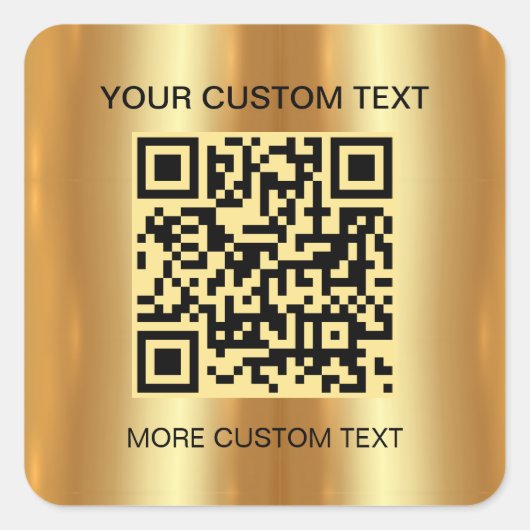 Elegant Goud Aangepaste Sjabloon Scannable QR Code Vierkante Sticker (Voorkant)