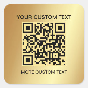 Elegant Goud Aangepaste Sjabloon Scannable QR Code Vierkante Sticker
