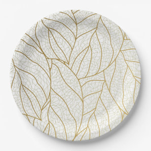 Elegant goud aardeachtig blad genot papieren bordje