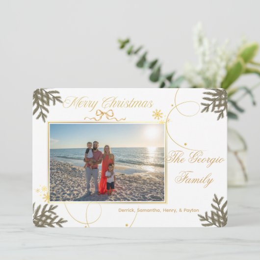 Elegant Goud Abstract Foto Kerst Kaart (Staand voorkant)