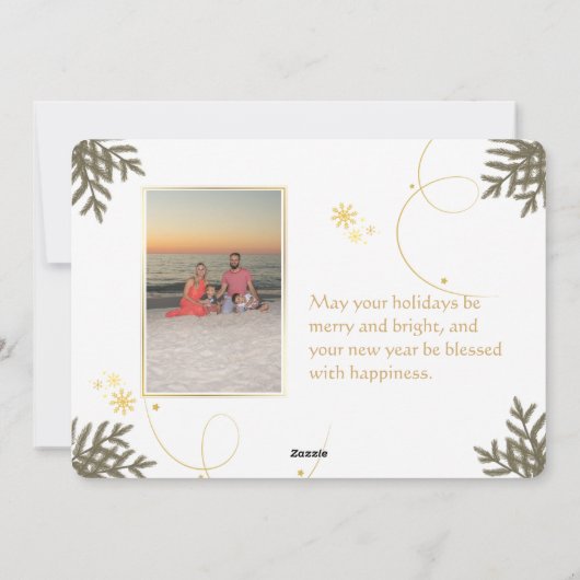 Elegant Goud Abstract Foto Kerst Kaart (Achterkant)