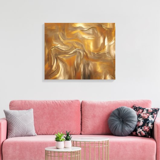 Elegant goud Abstract, weelderig design Canvas Afdruk (Insitu (Woonkamer))