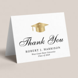 Elegant Goud Afstudeerder Pet Afstuderen Bedankkaart