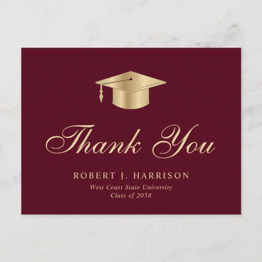 Elegant Goud Afstudeerder Pet Foto Afstuderen Dank Briefkaart (Voorkant)
