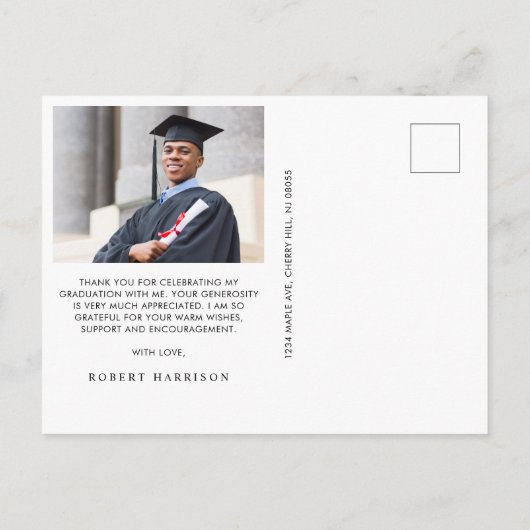 Elegant Goud Afstudeerder Pet Foto Afstuderen Dank Briefkaart (Achterkant)