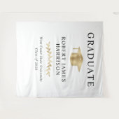 Elegant Goud Afstudeerder Pet Graduation Party Wel Wandkleed (Voorkant (horizontaal))