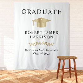 Elegant Goud Afstudeerder Pet Graduation Party Wel Wandkleed