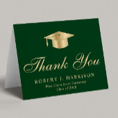 Elegant Goud Afstudeerder Pet Groen Afstuderen Bedankkaart