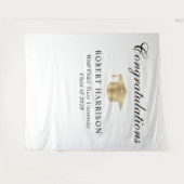 Elegant Goud Afstudeerder Pet Wit Afstuderen Welko Wandkleed (Voorkant (horizontaal))
