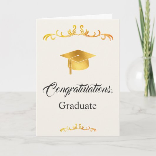 Elegant Goud Afstudeerkaarten Afstuderen Kaart (Voorkant)