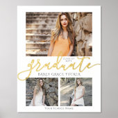 Elegant Goud Afstuderen Collage Afstuderen Keepsak Folie Afdrukken (Voorkant)