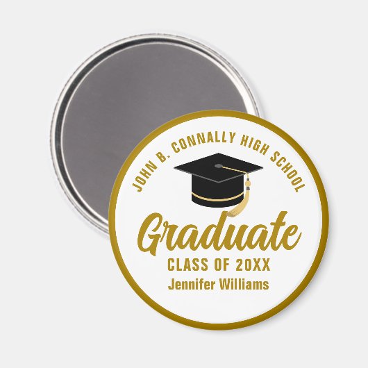 Elegant Goud Afstuderen Custom 2025 Afstuderen Magneet (Voorkant / Achterkant)