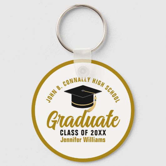 Elegant Goud Afstuderen Custom 2025 Afstuderen Sleutelhanger (Voorkant)