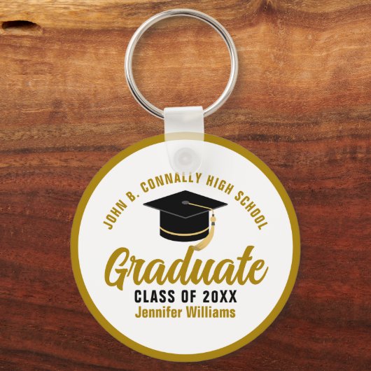 Elegant Goud Afstuderen Custom 2025 Afstuderen Sleutelhanger (Voorkant)