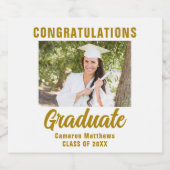 Elegant Goud Afstuderen Foto Custom Afstuderen Sparkling Wijnetiket (Enkel label)