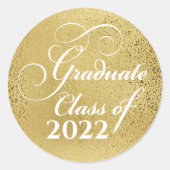 Elegant Goud Afstuderen Klasse van 2022 Dank u Ronde Sticker (Voorkant)