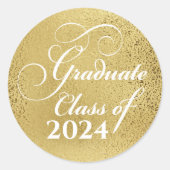Elegant Goud Afstuderen Klasse van 2024 Dank u Ronde Sticker (Voorkant)