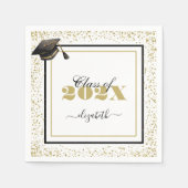 Elegant Goud Afstuderen Klasse van 2025 Custom Nam Servet (Voorkant)