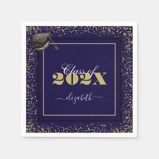 Elegant Goud Afstuderen Klasse van 2025 Custom Nam Servet (Voorkant)