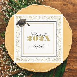 Elegant Goud Afstuderen Klasse van 2025 Custom Nam Servet