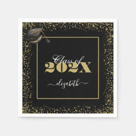 Elegant Goud Afstuderen Klasse van 2025 Custom Nam Servet