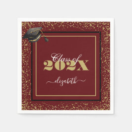 Elegant Goud Afstuderen Klasse van 2025 Custom Nam Servet